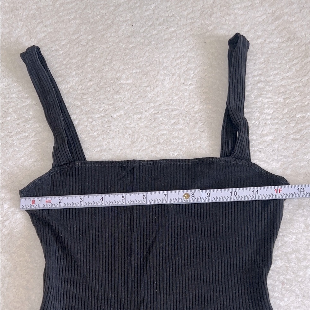 Reformation Ribbed Knit Wide Leg Jumpsuit Black XS Square Neck - Picture 3 of 13